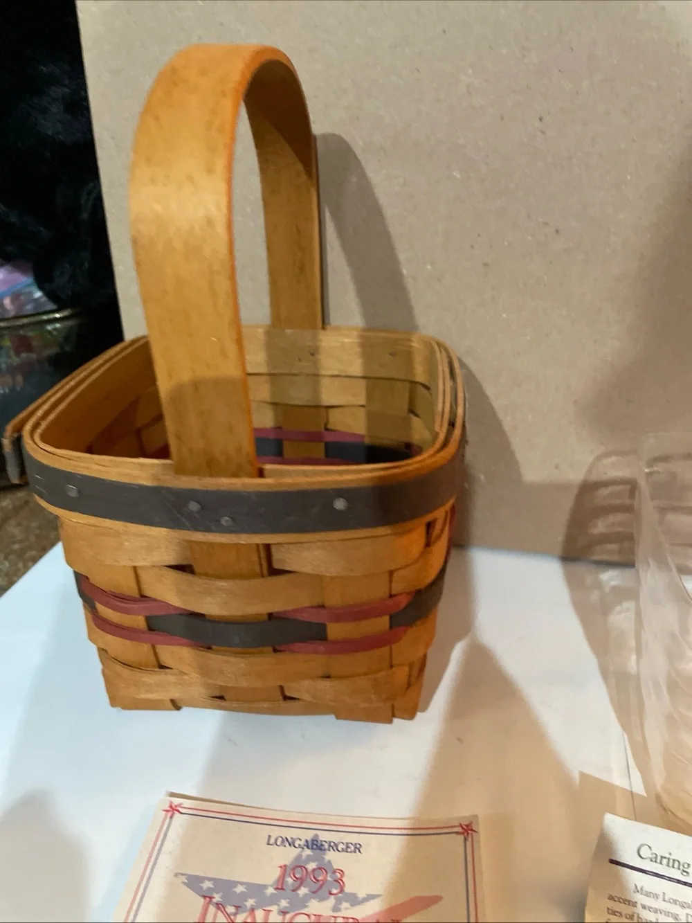 Longaberger 1993 Inaugural Basket 5 x 4.5   With plastic liner/description card